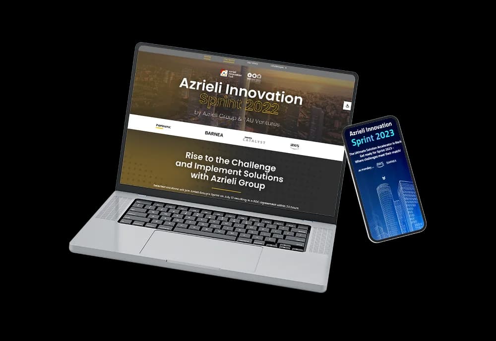 Azrieli Innovation website on laptop and phone