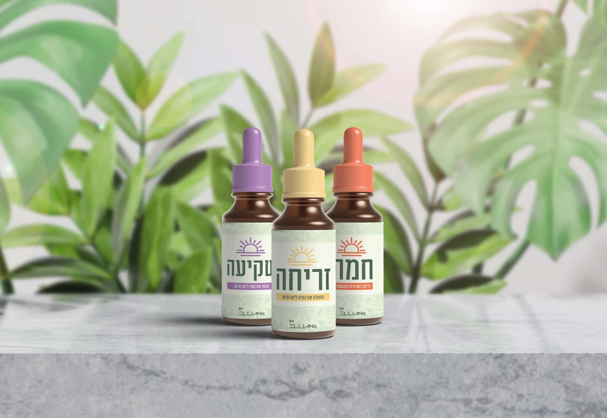 Ellin's Nature bottles with leaves
