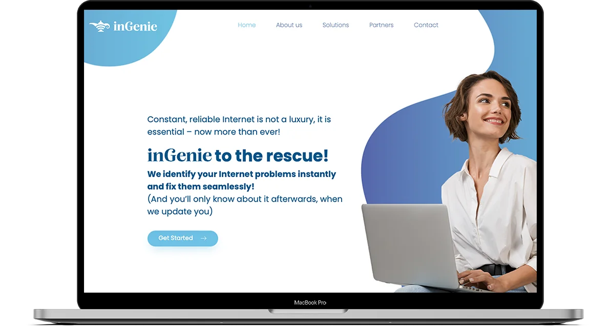 inGenie landing page on a laptop