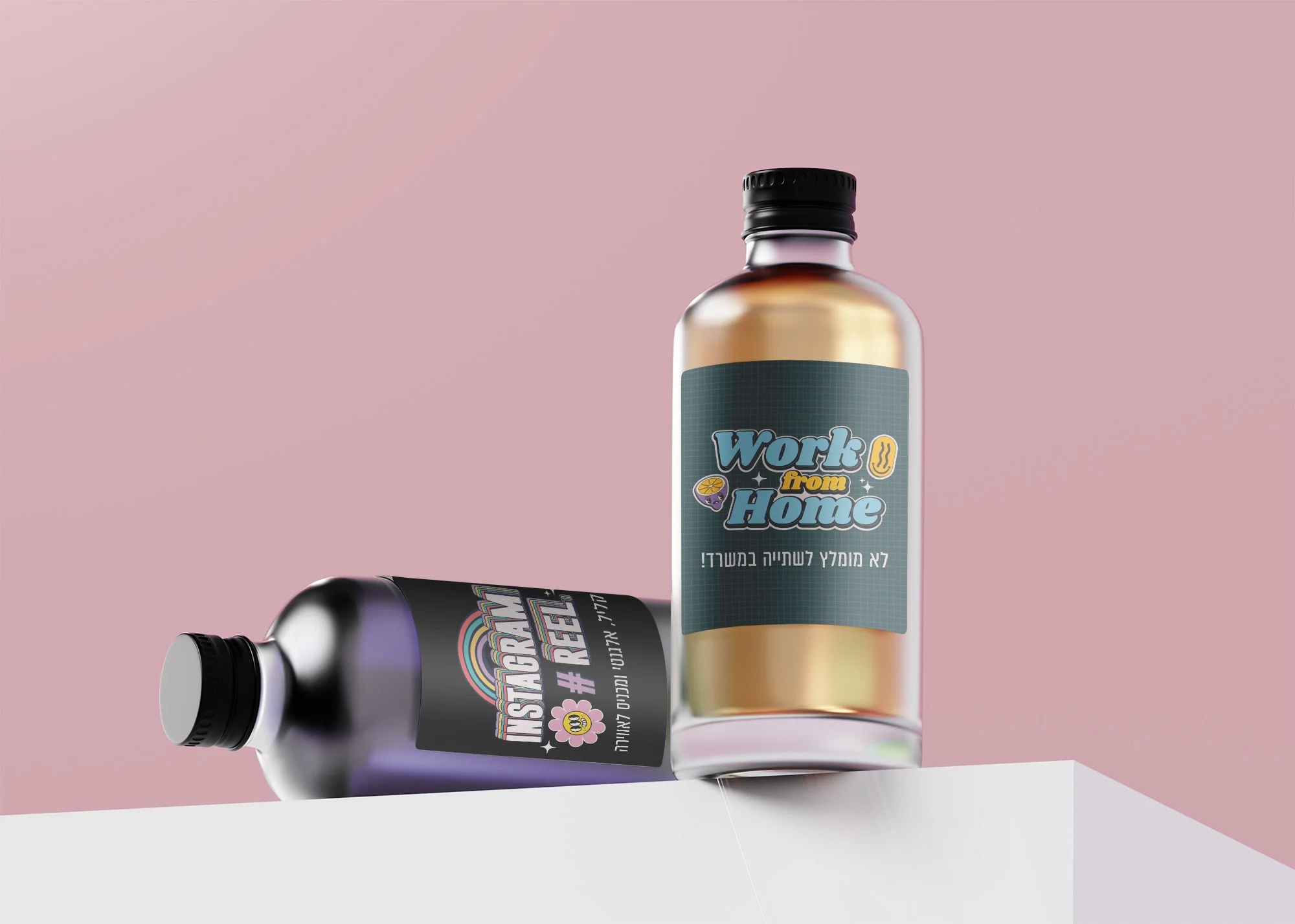 Work From Home cocktail bottles