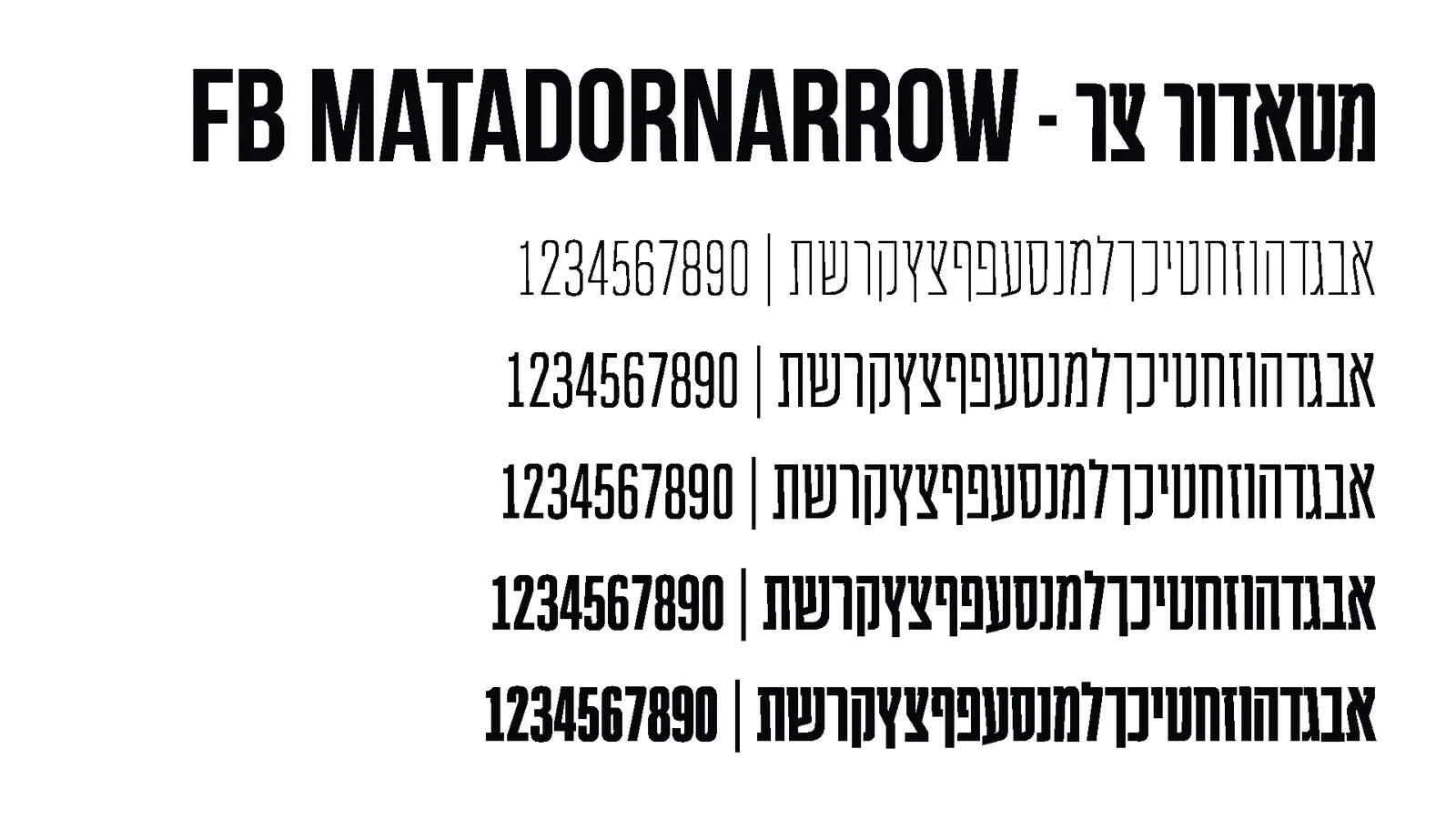 דוגמת הפונט FB Matador Narrow